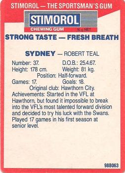 1990 AFL Scanlens Stimorol #81 Robert Teal Back